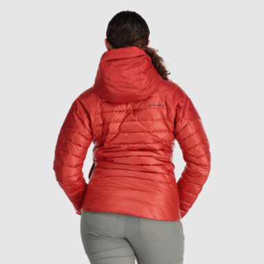 Outdoor Research Damen Helium Daunen Hoodie Cranberry
