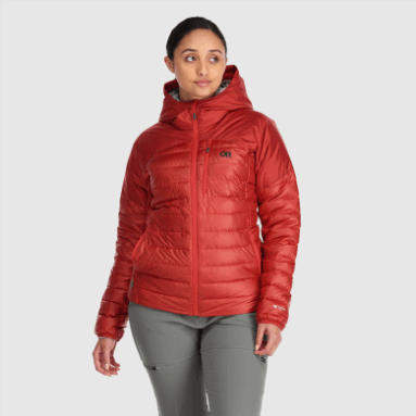 Outdoor Research Damen Helium Daunen Hoodie Cranberry