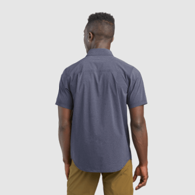 Outdoor Research Herren-Wegstation Kurzarmshirt Marineblau Meliert