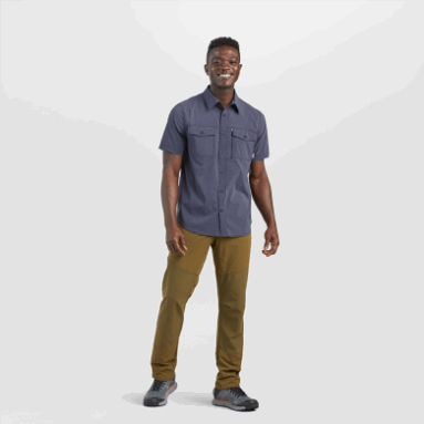Outdoor Research Herren-Wegstation Kurzarmshirt Marineblau Meliert