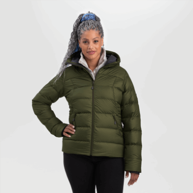 Outdoor Research Damen Coldfront Daunen Hoodie Loden