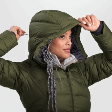 Outdoor Research Damen Coldfront Daunen Hoodie Loden