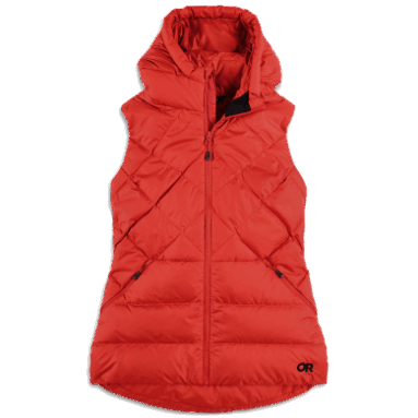 Outdoor Research Damen-kaltfront-daunenweste Mit Kapuze Cranberry
