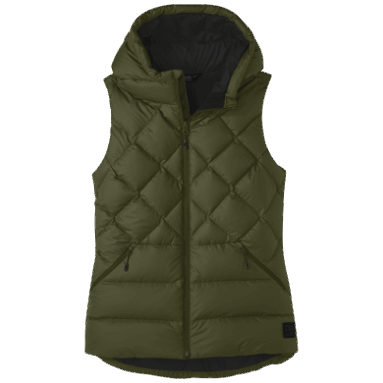 Outdoor Research Damen-kaltfront-daunenweste Mit Kapuze Loden