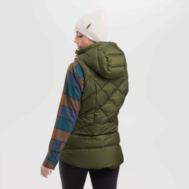 Outdoor Research Damen-kaltfront-daunenweste Mit Kapuze Loden