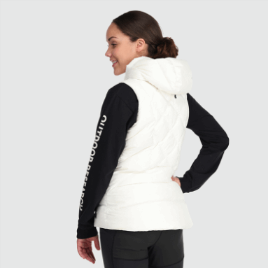 Outdoor Research Damen-kaltfront-daunenweste Mit Kapuze Snow