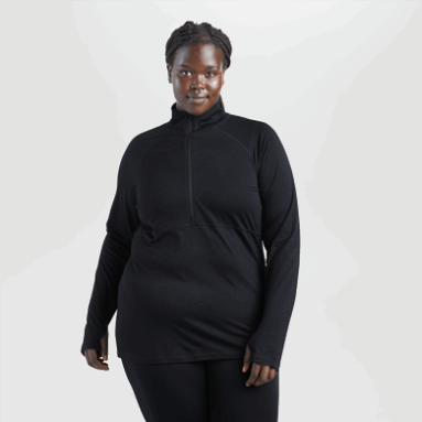 Outdoor Research Alpine Onset Merino Halbreißverschluss Für Damen Schwarz