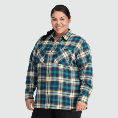 Outdoor Research Women's Feedback Flanellhemd Plus Cranberry-Plaid