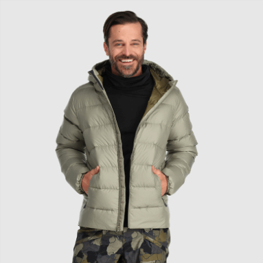 Outdoor Research Herren Coldfront Daunen Hoodie Flint