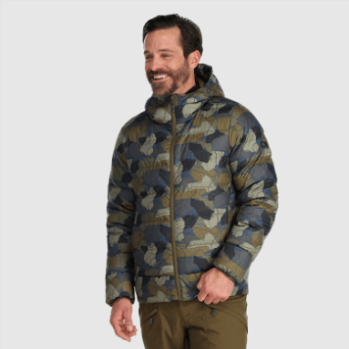 Outdoor Research Herren Coldfront Daunen Hoodie Loden Camo