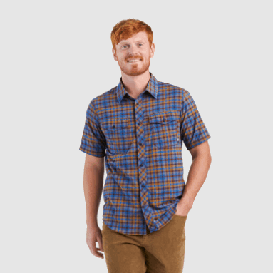 Outdoor Research Herren Wander Kurzarmshirt Classic Blue Kariert