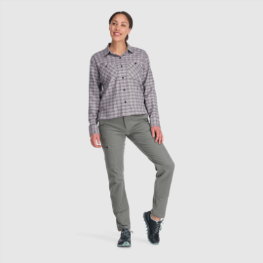 Outdoor Research Damen-Feedback Flanellhemd Hell Ash Kariert